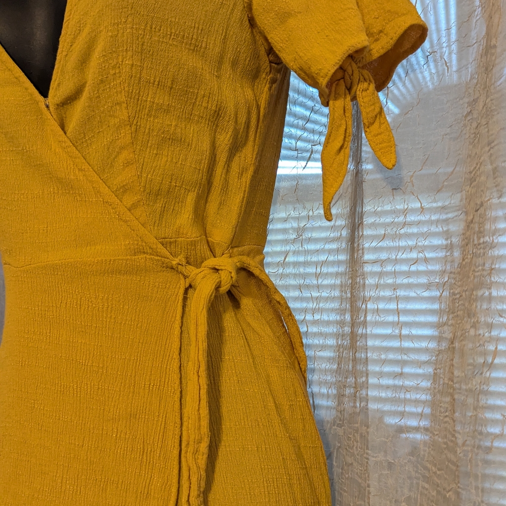 11. Lulu's Yellow Ruffled Tie Front Mini Dress - Picture 3 of 9